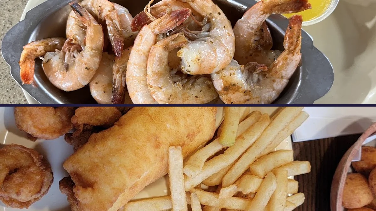 Fried seafood served in a no-frills setting.