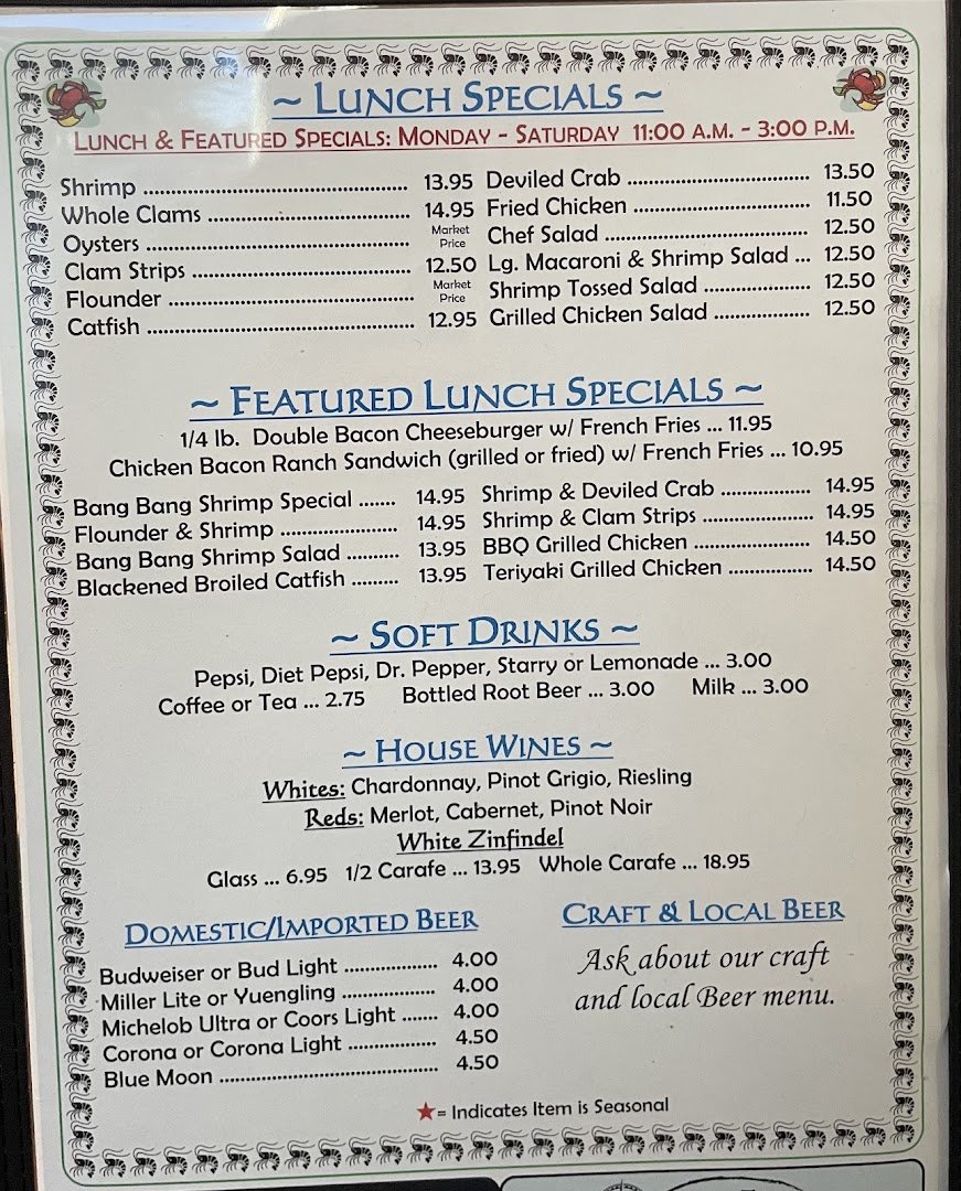 Seafood platters on a casual diner table.